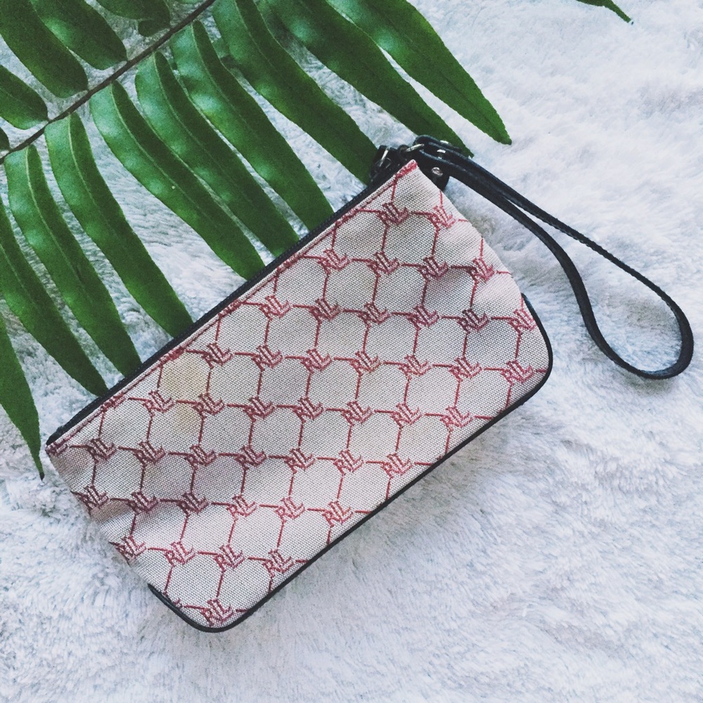 Ralph Lauren Monogram Red Wristlet